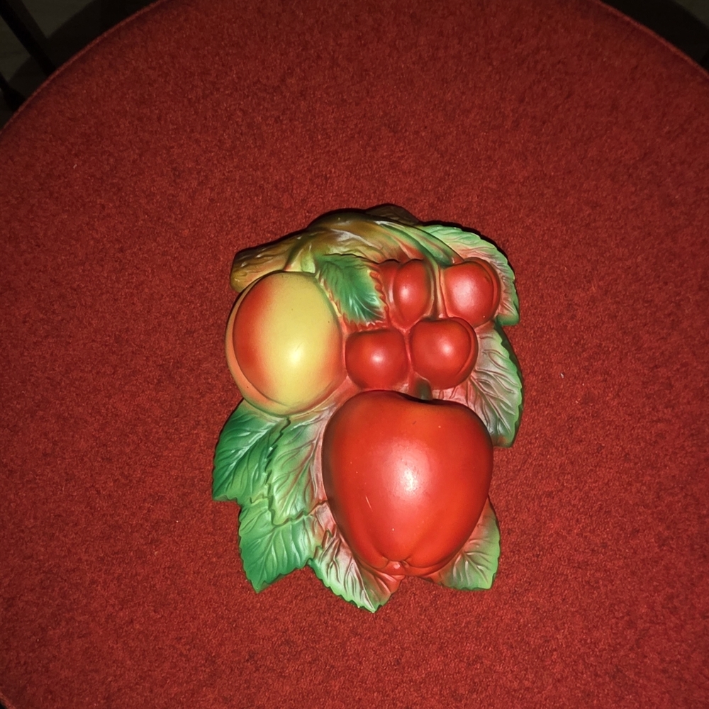 Vintage Favor ware original mid century 3D chalkware fruit wall hangings